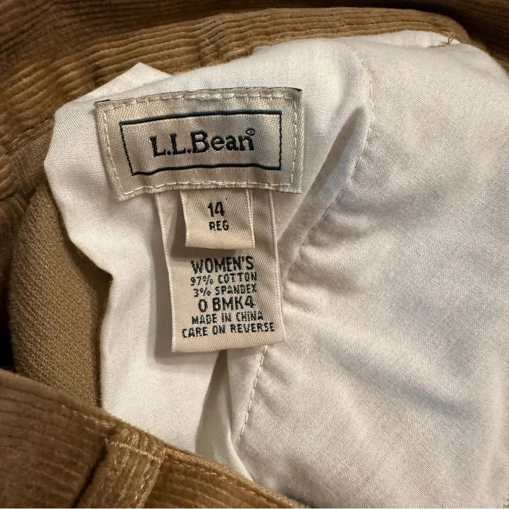 LL Bean Corduroy Pants Womens 14 Reg Brown Pleats Classic(n) - Picture 9 of 10